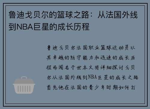 鲁迪戈贝尔的篮球之路：从法国外线到NBA巨星的成长历程